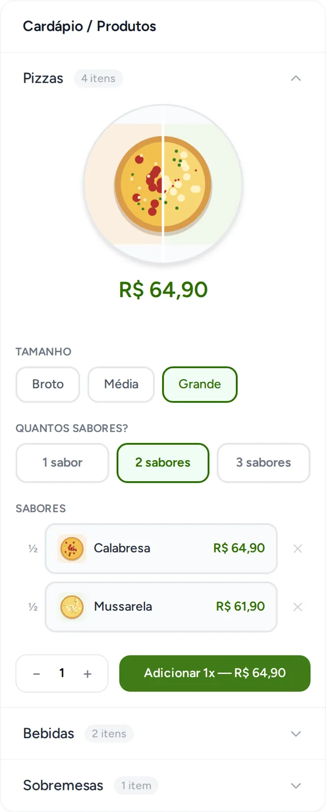 Montador de pizza no celular