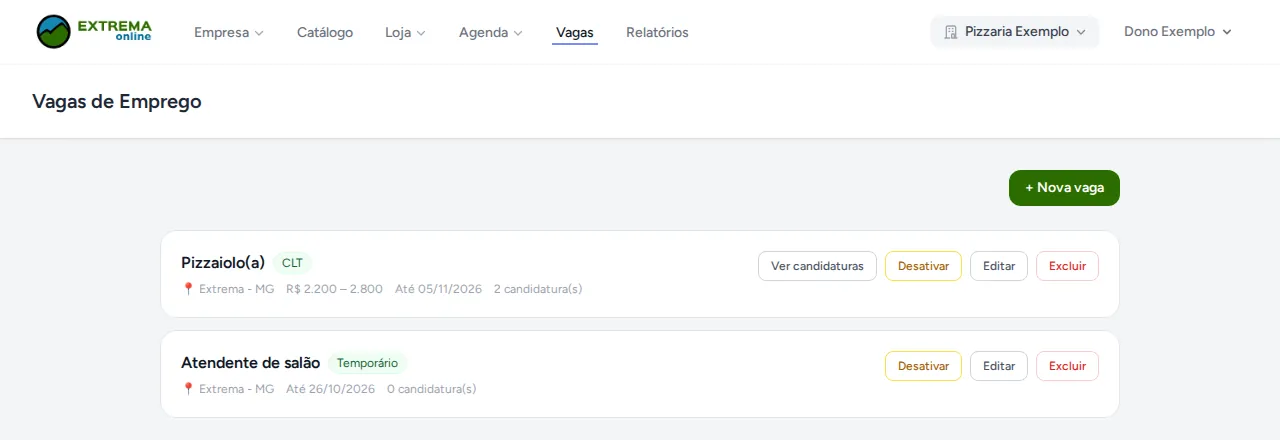 Vagas de emprego
